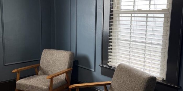 A view of chairs in front of a window at our addiction treatment center near Spartanburg.
