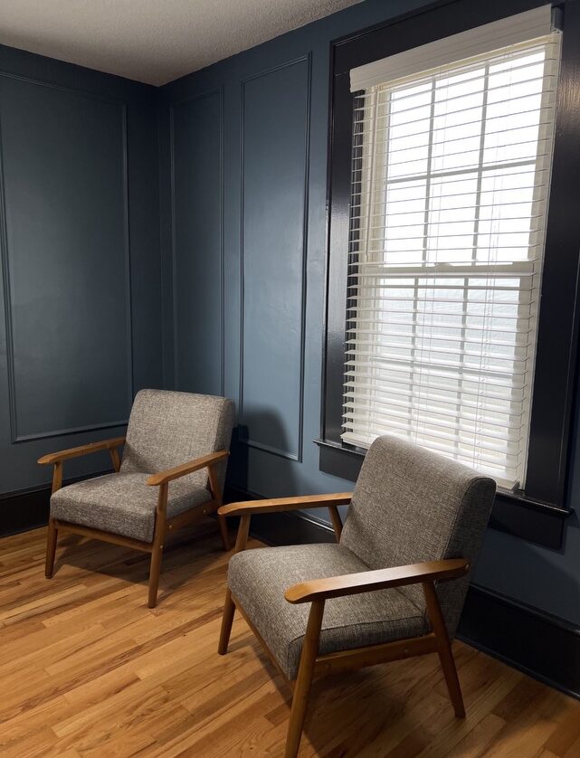 A view of chairs in front of a window at our addiction treatment center near Spartanburg.