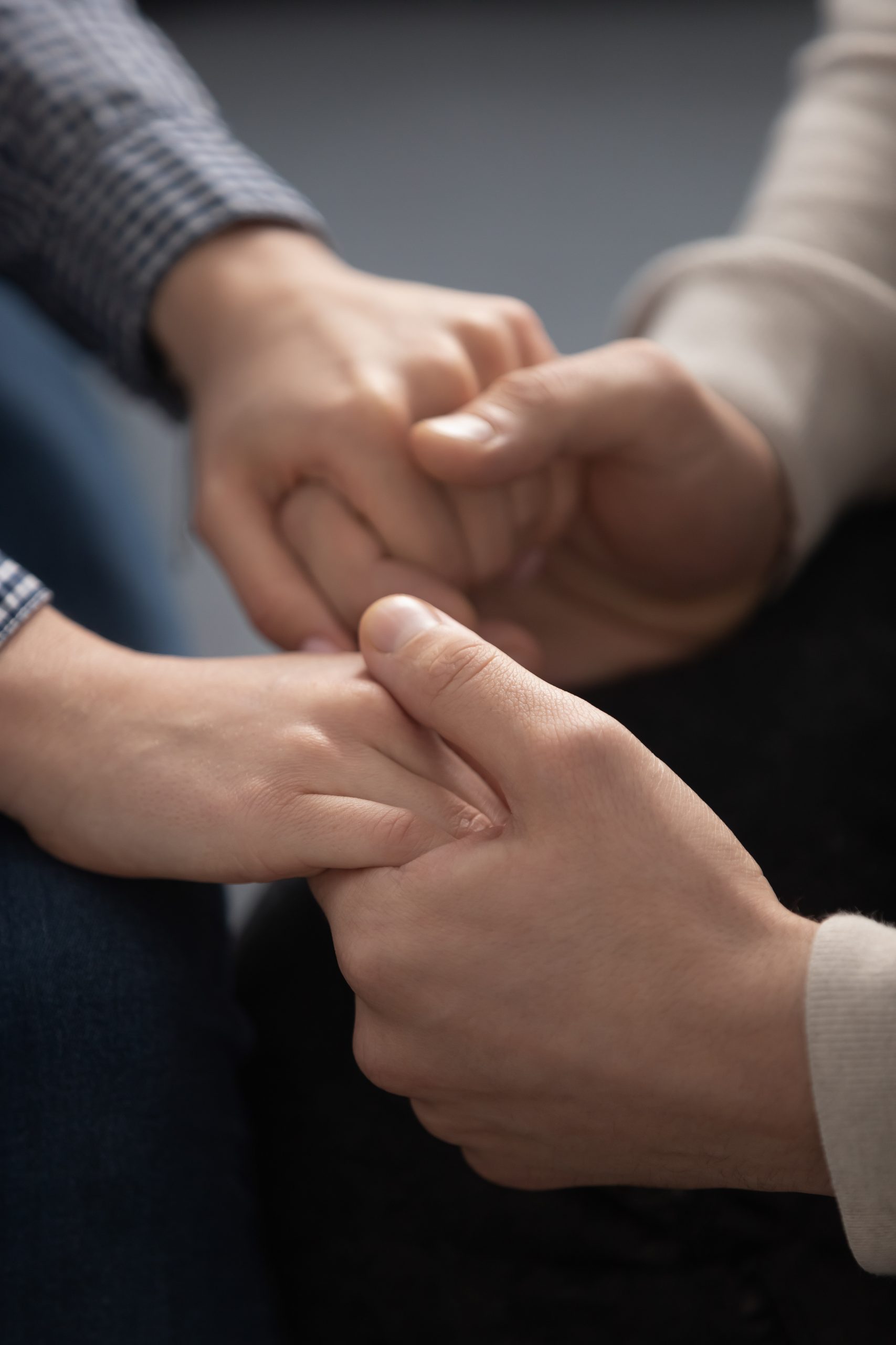 People show support to each other at a drug rehab center.